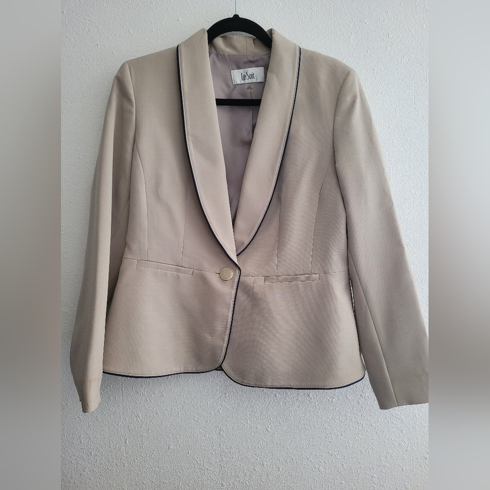 LeSuit Blazer and Skirt tan with navy Blue size 10 - Picture 15 of 16